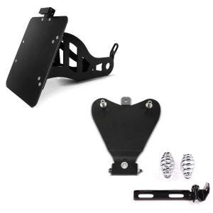 Set: Seitlicher Kennzeichenhalter für Yamaha XV 535/ 1100 Virago + Grundplatte für Bobber-Solositze mit Barrel-Federn_1