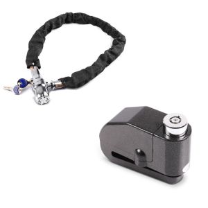 Set: Alarm Kettenschloss CA1, 1m-8mm + Bremsscheibenschloss Alarm 120dB schwarz_1