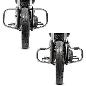 Set: Pare Carter compatible avec Harley Davidson Dyna 06-17 Craftride Mustache chrome + Pare Carter compatible avec Harley Davidson Dyna 06-17 Craftride DN1 chrome