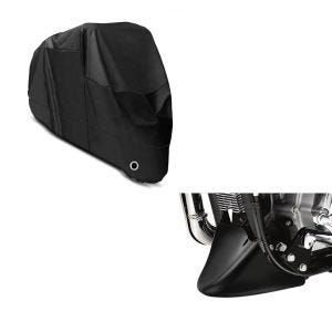 Set: Bugspoiler Harley Davidson Sportster 04-20 in schwarz + Abdeckplane XL Faltgarage schwarz_1