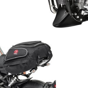 Set: Bugspoiler Motorrad Craftride passend für Harley Davidson Sportster 04-20 in schwarz + Motorrad Hecktasche Bagtecs X50 Gepäcktasche hinten 50Ltr in schwarz