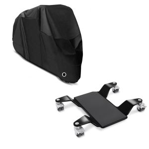 Set: Chariot Range pour béquille centrale Mover II, max. 320 kg, noir + Housse Moto XL Bache moto imperméable en noir
