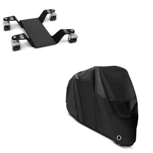Set: Rangierhilfe für Hauptständer Easy Mover III bis 400kg in schwarz + Abdeckplane XL Faltgarage schwarz_1