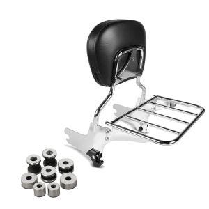 Set Sissy Bar avec porte bagages S1 + Kit de fixation docking hardware compatible avec Harley Davidson Electra-Street-Road Glide, Road King 97-08 Craftride chrom