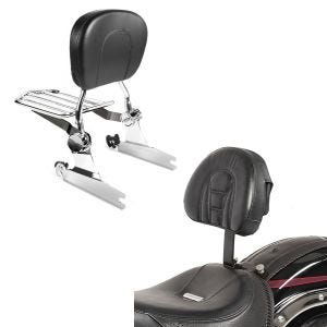 Set: Sissybar Harley Softail -2006 M Flex mit Rack chrom + Fahrer Rückenlehne Tech für Harley Davidson Softail Modelle 07-17_1