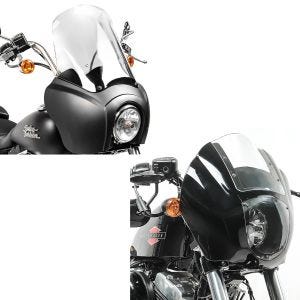 Set: Carenage MG5 compatible avec Harley Davidson Dyna Low Rider, Street Bob noir mat-clair Craftride + Carenage Bulle compatible avec Harley Davidson Dyna / Sportster Craftride Q1 clair