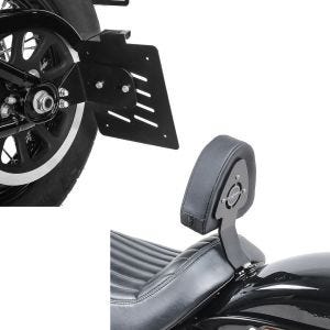 Set: Seitlicher Kennzeichenhalter S für Harley Softail 18-21 + Fahrer Sissybar für Harley Softail Slim 18-21_1