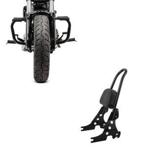Set: Sissybar Harley Sportster 04-20 Fast Rider-L schwarz + Sturzbügel Harley Davidson Sportster 04-20 Mustache in schwarz_1