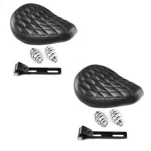 2x Bobber Schwingsattel Craftride Diamond Contoured mit Federn für Custombikes in schwarz Spar-Set_1