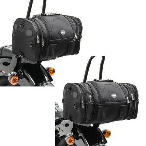 2x Hecktasche Craftride RB1 Gepäckrolle 24-30Ltr passend für Chopper Cruiser und Custombikes schwarz Spar-Set