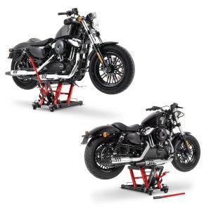 2x Moto Pont elevateur ciseaux ConStands Mid-lift L compatible avec moto custom et Chopper 680kg en rouge Discount Set CB1136