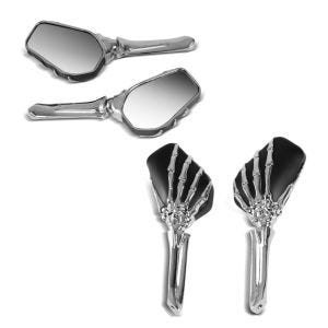 2x Spiegel Skelett Hand für Harley-Davidson, Japaner,Triumph chrom-schwarz Craftride Spar-Set_1