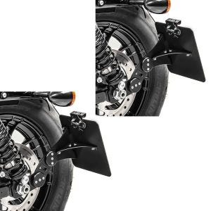 2x Seitlicher Kennzeichenhalter für Harley Davidson Sportster 04-19 Craftride schwarz Spar-Set_1