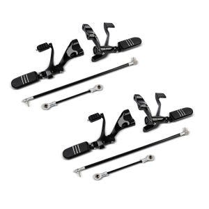 2x Vorverlegte Fußrastenanlage für Harley Sportster 883 R Roadster 04-13 Craftride schwarz Spar-Set_1