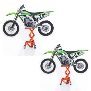 2x Motorradheber Enduro ConStands Cross-Lift XL Motocross Scherenheber mit Rollen in orange Spar-Set_1