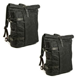 2x Rucksack Canvas Craftride VR2 Vintage Motorradtasche 20Ltr Retro schwarz Spar-Set_1