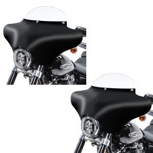 2x Batwing Verkleidung mit Windschild M passend für Chopper und Bobber MW8 matt-klar Craftride Spar-Set