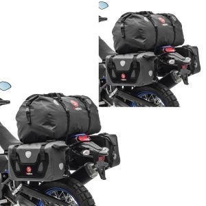 2x Satteltaschen mit Hecktasche Bagtecs RB25 + XF80 Drybag Vol. 130L Spar-Set