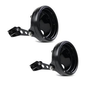 2x Motorrad Scheinwerfergehäuse 7" mit Gabel-Halterung 35-43mm Craftride schwarz Spar-Set_1
