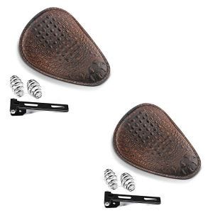 2x Motorrad Bobber Schwingsattel Craftride Alligator mit Federn für Custombikes in braun Spar-Set_1