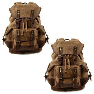 2x Motorrad Rucksack Canvas Craftride RG8 Vintage Motorradtasche 20Ltr Retro braun Spar-Set