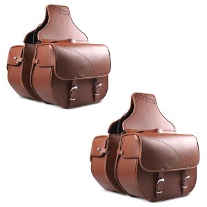 2x Chopper Überwurf Satteltasche Craftride Kentucky 30l braun Spar-Set_1