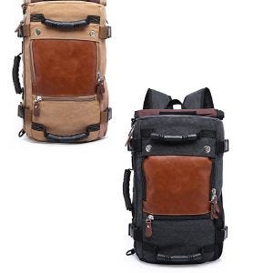 Set: Canvas Rucksack VG6 Retro Tragetasche Vintage 28Ltr braun + Canvas Rucksack VG6 Retro Tragetasche Vintage 28Ltr schwarz