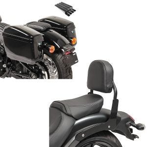 Set: Sissy Bar XS3 für Kawasaki Vulcan S / Café 15-21 schwarz + Seitenkoffer Set Nevada für Chopper je 20Ltr inkl. Haltesatz_1