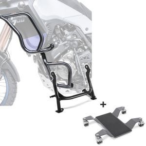 Set: Pare carter Set compatible avec Yamaha Tenere 700 19-24 haut et bas crashbar + Béquille centrale + range moto compatible avec Yamaha Tenere 700 19-24 deplace