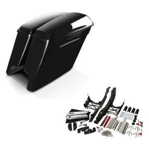 Set: Seitenkoffer Stretched passend für Harley Davidson Touring Modelle 14-24 Craftride unlackiert, ohne Verschluss + Scharnier-Set passend für Harley Davidson Touring Seitenkoffer 14-24 Harte Satteltaschen Craftride