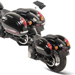 Set: Seitenkoffer Set Alabama 33Ltr inkl Haltesatz Hartschalenkoffer + Seitenkoffer Set Michigan Chopper Hartschalenkoffer je 18Ltr schwarz