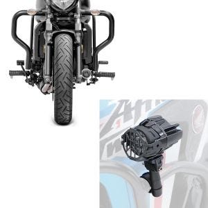 Set: Sturzbügel für Kawasaki Vulcan S / Cafe 15-21 Motor Schutzbügel + LED Zusatzscheinwerfer mit Sturzbügel Halter und Schutzgitter SX22_1