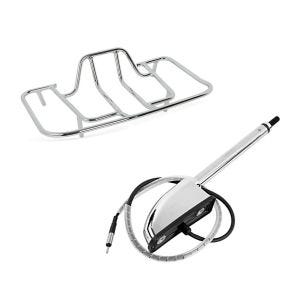 Set: Gepäckträger Honda Goldwing GL 1800 01-16 chrom + Antenne passend für Honda Goldwing 1800 01-16 Radio Audio Navi GPS