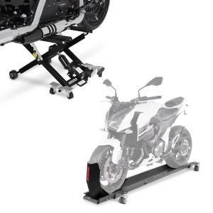 Set: Rangierschiene mit Wippe Smart Mover bis 450 kg in grau + Hebebühne Mid-Lift XL Motorradheber bis 500kg in schwarz_1