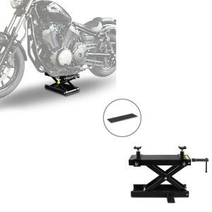 Set: Pont elevateur ciseaux M noir compatible avec moto custom et motos custom + Pont elevateur ciseaux Mini-Lift Cric incl. Coussinet en caoutchouc CB38877