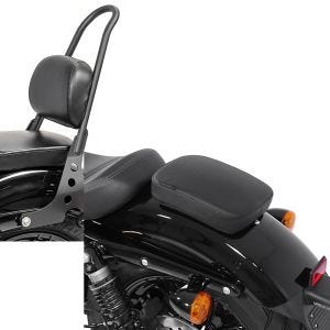 Set: Sissybar Harley Sportster 04-20 Fast Rider-M schwarz + Sozius Saugnapf Sitzpad für Custom Bikes Glider schwarz_1