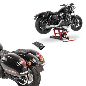 Set: Seitenkoffer Set Alabama 33Ltr inkl Haltesatz Hartschalenkoffer + Hebebühne Mid-lift L Motorradheber passend für Chopper / Custombike bis 680 k CB39740
