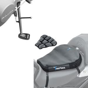 Set: Luftkissen Air Deluxe M Komfort Sitzkissen in schwarz + Seitenständer Unterlage Ständerunterlage Schwarz_1