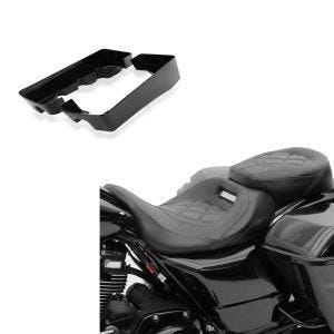 Set: Motorrad Sitzbank Craftride RH3 passend für Harley Davidson Touring 09-23 Komfortsitzbank in schwarz + Seitenkoffer-Verlängerung passend für Harley Davidson Touring Modelle 94-13 Craftride schwarz