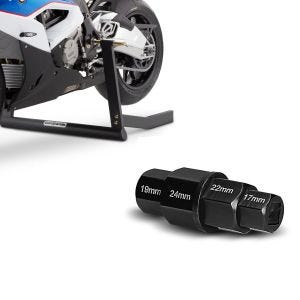 Set: Zentralheber Center Pro Motorradständer in schwarz matt + Innensechskant Steckachsen Nuss 17-19-22-24 mm schwarz_1