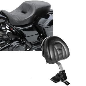 Set: Komfortsitzbank passend für Harley Davidson Touring 14-24 Craftride Hammock schwarz + Fahrer Rückenlehne Small passend für Harley Davidson Touring 97-24 chrom Craftride