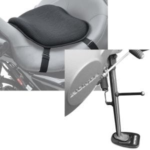 Set: Moto Gel coussin de selle Tourtecs L coussin confort universel en noir + Extension de béquille laterale Y