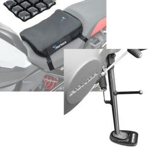 Set: Moto Coussin d'air Tourtecs Air Deluxe S Coussin de Selle confort + Extension de béquille laterale Y