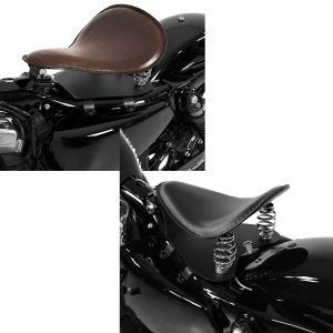 Set: Solo Federsattel mit Grundplatte SG10 braun + Bobber Solositz mit Grundplatte in schwarz