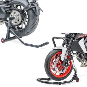 Set: Lenkkopfständer Montageständer passend für KTM 1290 Super Duke GT 16-24 V5 schwarz + Einarmständer passend für KTM 1290 Super Duke GT 16-24 Montageständer Single