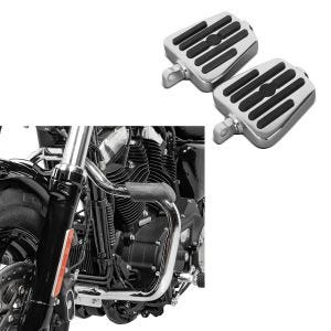 Set: Pare carter compatible avec Harley Davidson Sportster 2004-2020 Craftride Mustache chrome + Marchepieds Chauffeur-Passager compatible avec Harley Davidson Craftride MT1 chrome