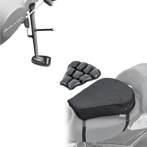 Set: Luftkissen Air M Komfort Sitzkissen in schwarz + Seitenständer Unterlage Ständerunterlage Schwarz_1