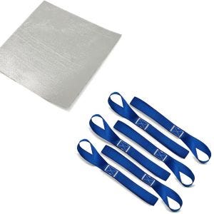 Set: Feuille de protection thermique pour moto 50x50cm + Sangle loops set, 6er Big Pack Blue