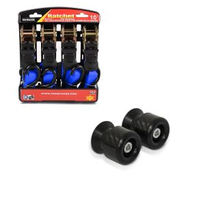 Moto Sangle Set avec cliquet et crotchet incl 4x boucles de chargement + Protection Bras Oscillant-Diabolos pour béquille M6-8 carbon