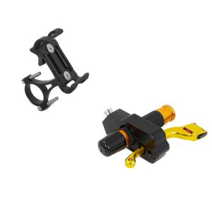 Set: Bremshebelschloss 22 mm Lenker Griffschloss 9x4 cm BS-Motoparts Alu + Smartphonehalter SH5 für Lenker Handyhalter Aluminium Halterung_1